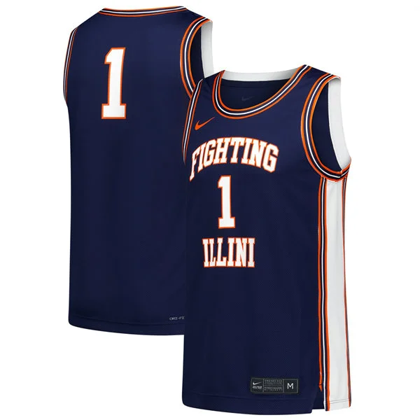 Illinois Fighting Illini Custom Nike Navy Basketball Retro Jersey