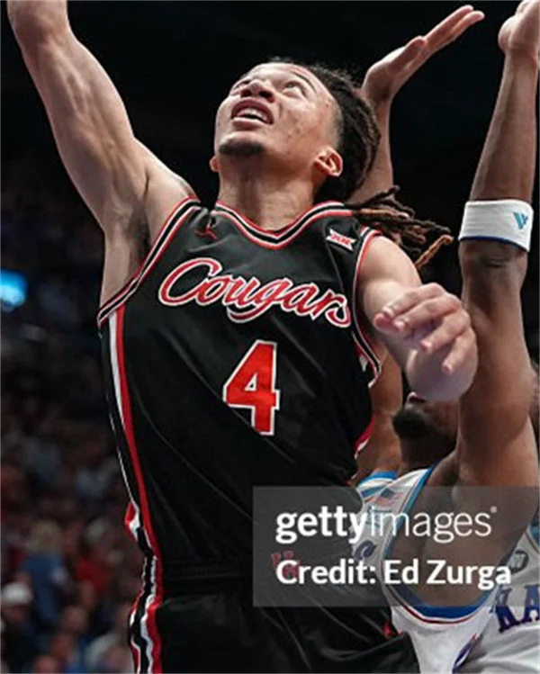 Houston Cougars #4 Kingston Flemings 2026 Black Cougars Basketball Retro Jersey