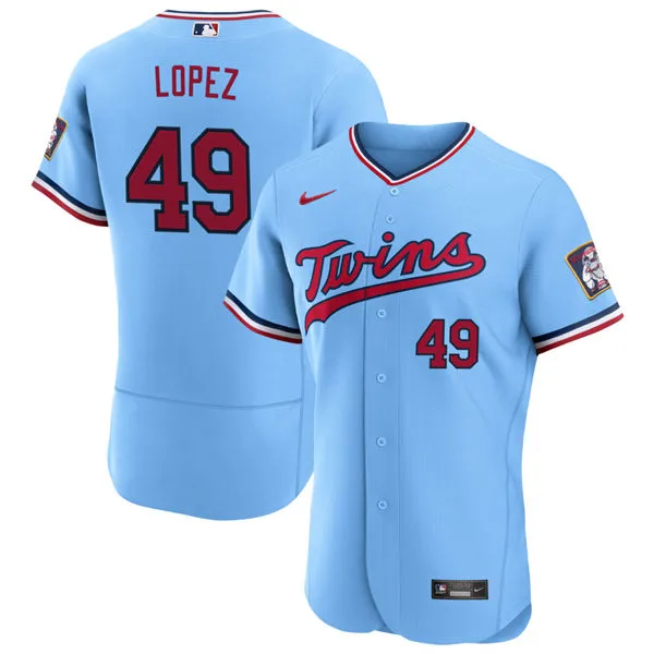 Mens Minnesota Twins #49 Pablo Lopez Nike Powder Blue Alternate Vapor Limited Jersey