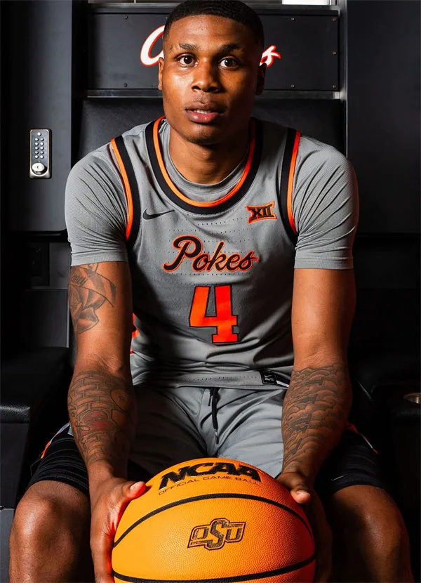 Oklahoma State Cowboys Custom Nike Gray Pokes Script Hoops Jerseys