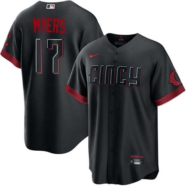 Mens Cincinnati Reds #17 Dane Myers Nike Black City Connect Limited Jersey