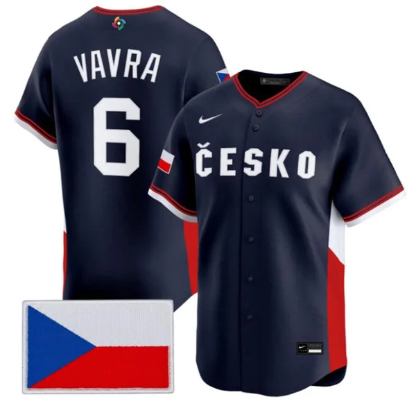Czech Republic Baseball #6 Terrin Vavra Nike Navy 2026 World Baseball Classic Jersey