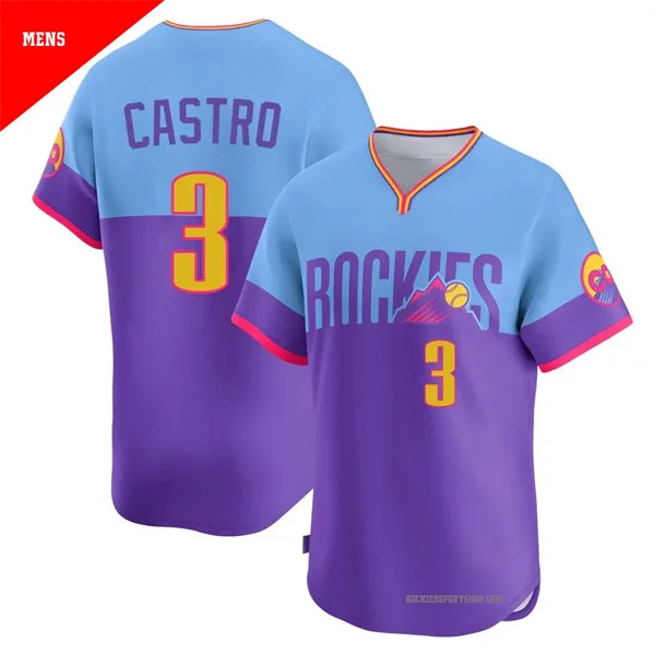 Mens Colorado Rockies #3 Willi Castro Nike Purple Light Blue City Connect 2.0 Limited Jersey