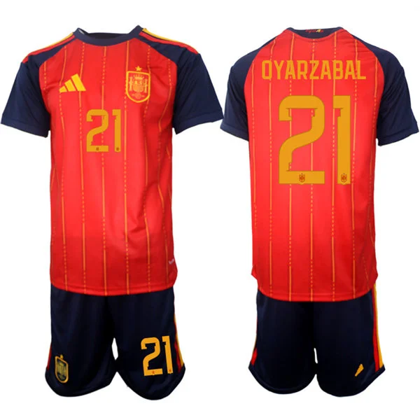 Mens Spain National Team #21 Mikel Oyarzabal Home Red 2026 FIFA World Cup Soccer Jersey Kit