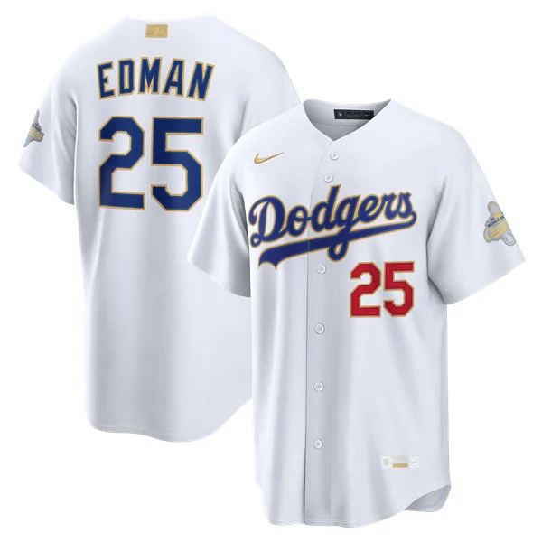 Youth Los Angeles Dodgers #25 Tommy Edman Nike 2026 White Gold Collection Stadium Limited Jersey 
