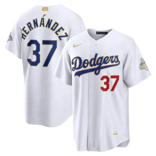 Youth Los Angeles Dodgers #37 Teoscar Hernandez Nike 2026 White Gold Collection Stadium Limited Jersey