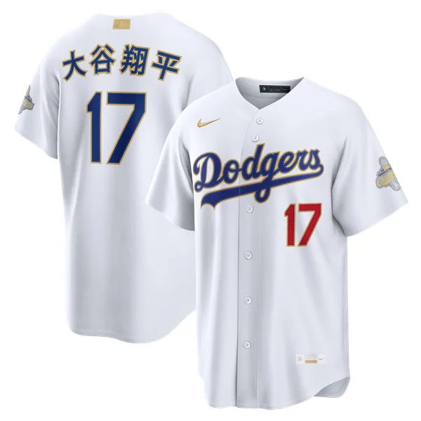 Youth Los Angeles Dodgers #17 Shohei Ohtani Kanji Name Nike 2026 White Gold Collection Stadium Limited Jersey