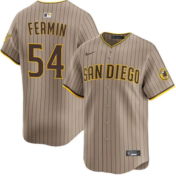 Mens San Diego Padres #54 Freddy Fermin Nike Alternate Khaki Limited Jersey