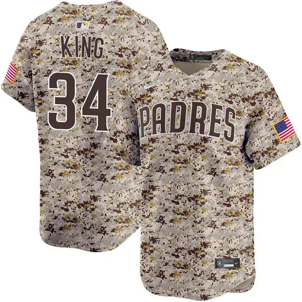 Mens San Diego Padres #34 Michael King Nike USMC Alternate Camo Limited Jersey