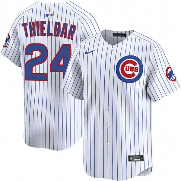 Mens Chicago Cubs #24 Caleb Thielbar Nike White Pinstripe Home Limited Jersey