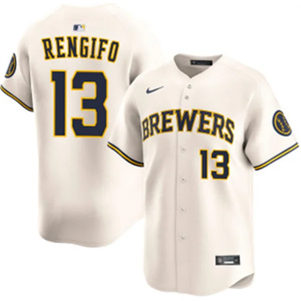 Mens Milwaukee Brewers #13 Luis Rengifo Nike Cream Home Limited Jersey