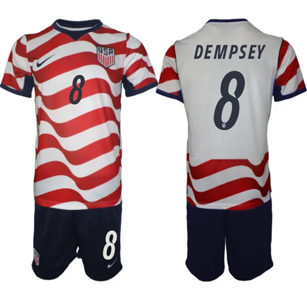 Mens USA National Team #8 Clint Dempsey Home White 2026 FIFA World Cup Soccer Jersey Kit