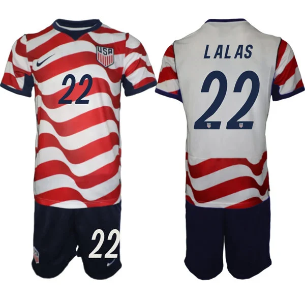 Mens USA National Team #22 Alexi Lalas Home White 2026 FIFA World Cup Soccer Jersey Kit