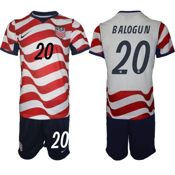 Mens USA National Team #20 Folarin Balogun Home White 2026 FIFA World Cup Soccer Jersey Kit