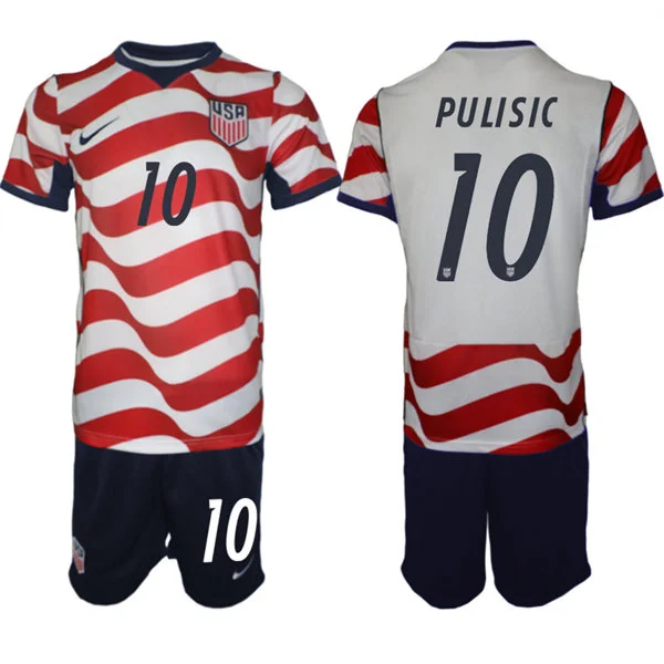 Mens USA National Team #10 Christian Pulisic Home White 2026 FIFA World Cup Soccer Jersey Kit