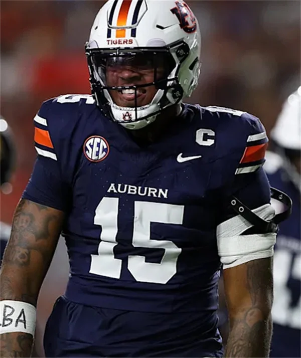 Auburn Tigers #15 Keldric Faulk Nike 2025 Navy Football Game Jersey