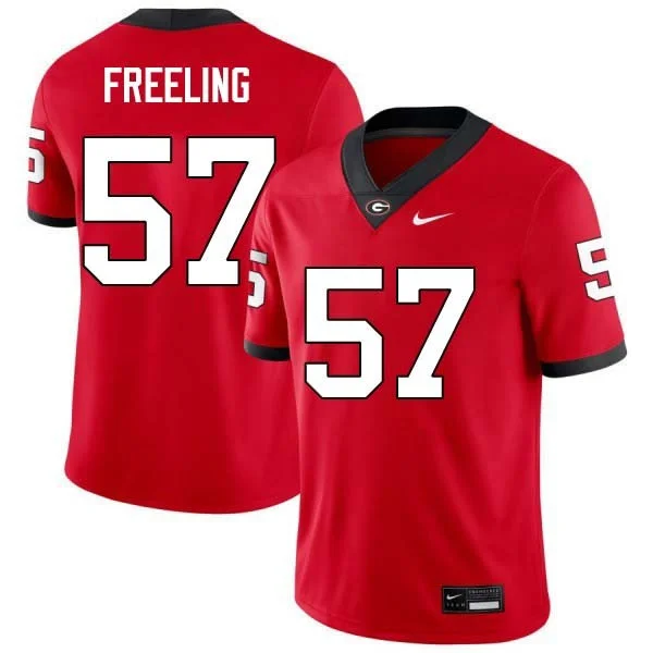 Mens Georgia Bulldogs #57 Monroe Freeling Maroon Football Game Jersey