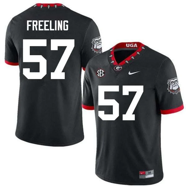 Mens Georgia Bulldogs #57 Monroe Freeling Black Alternate Mascot 100th Anniversary Football Jersey
