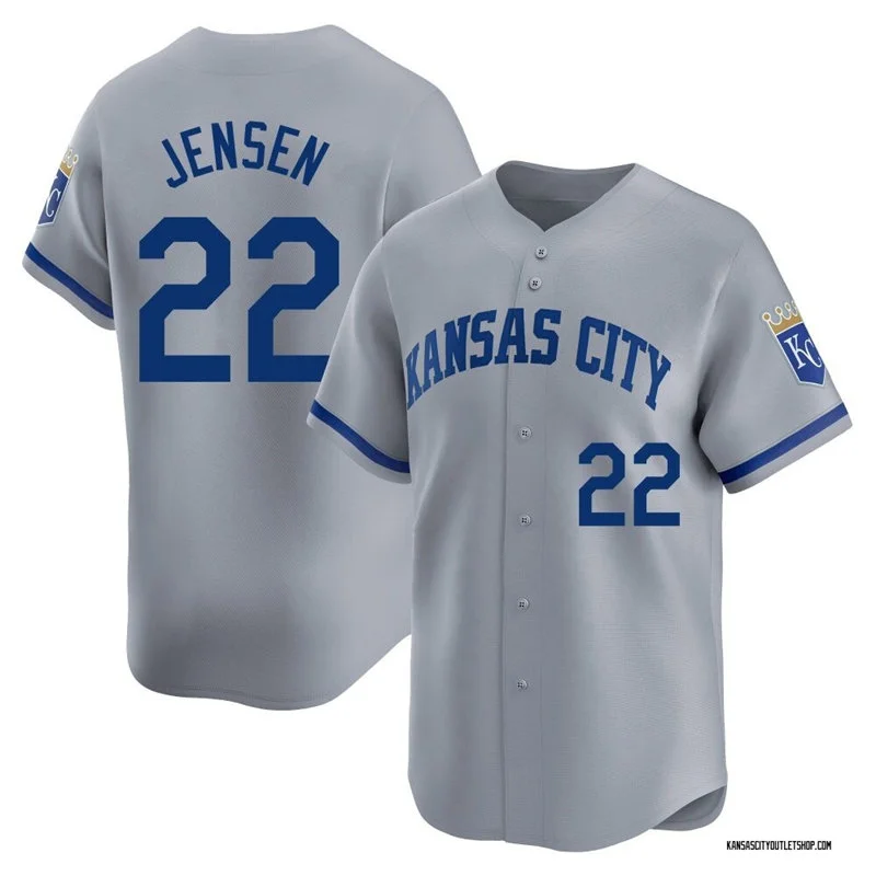 Mens Kansas City Royals #22 Carter Jensen Nike Gray Road Limited Jersey