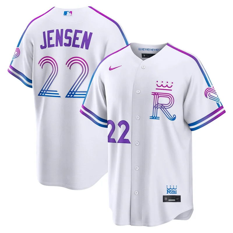 Mens Kansas City Royals #22 Carter Jensen 2026 White Forever Fountains City Connect Stadium Jersey