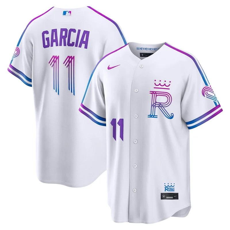 Youth Kansas City Royals #11 Maikel Garcia 2026 White Forever Fountains City Connect Stadium Jersey
