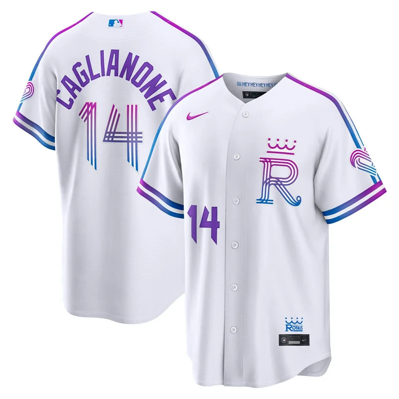 Womens Kansas City Royals #14 Jac Caglianone 2026 White Forever Fountains City Connect Stadium Jersey