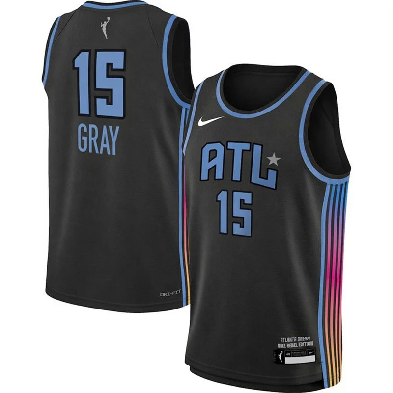 Atlanta Dream #15 Allisha Gray Nike Anthracite Rebel Edition Victory Player Jersey