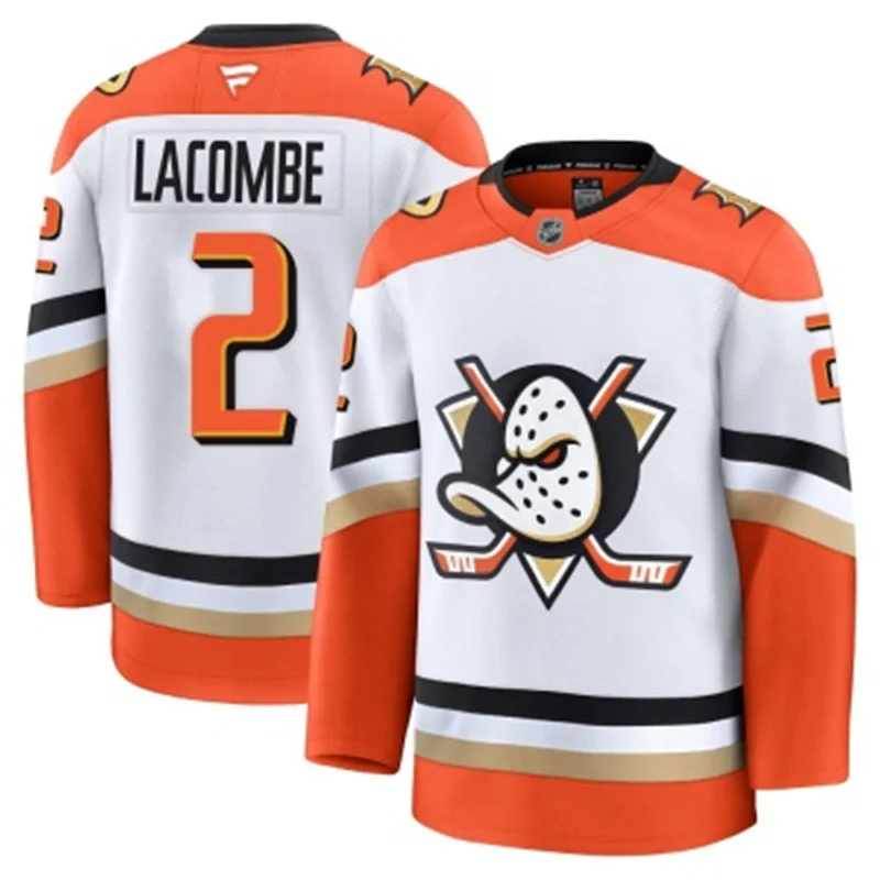 Mens Anaheim Ducks #2 Jackson LaCombe Fanatics 2025 Away White Player Jersey
