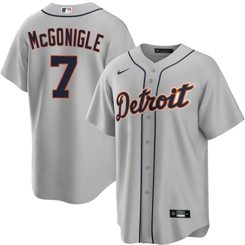 Men's Detroit Tigers #7 Kevin McGonigle Nike Gray Road Limited Jersey