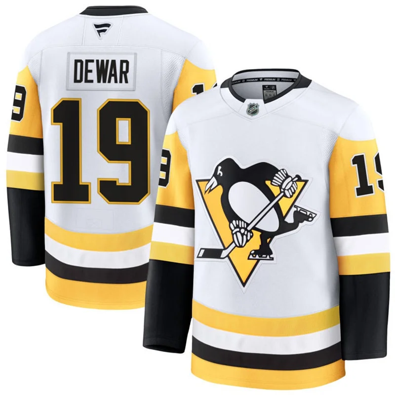 Mens Pittsburgh Penguins 19 Connor Dewar Fanatics Away White Premium Jersey