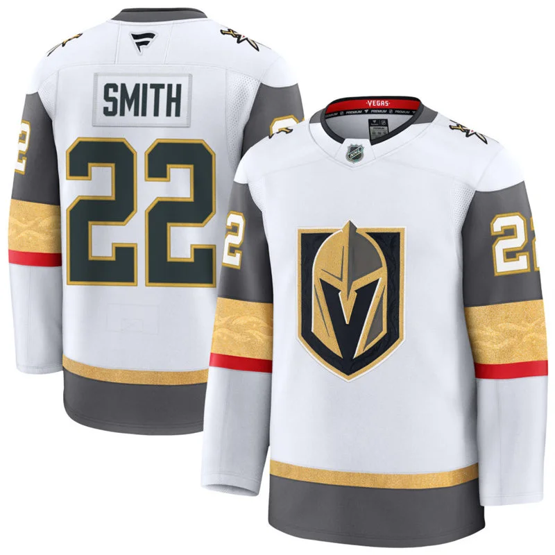 Mens Vegas Golden Knights #22 Cole Smith Fanatics Away White Premium Jersey