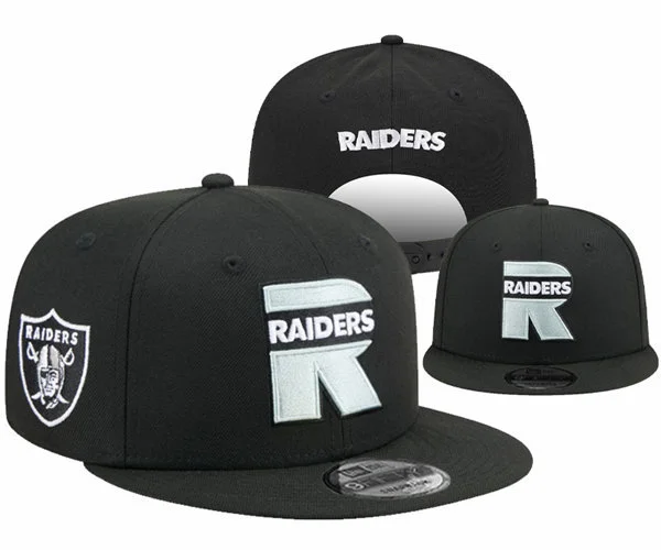 Las Vegas Raiders Big R Logo Black Snapback Hat YD316215 (8)