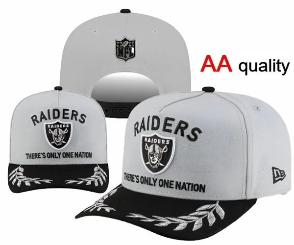 Las Vegas Raiders White Black There's Only One Nation Snapback Hat YD316216 (3)