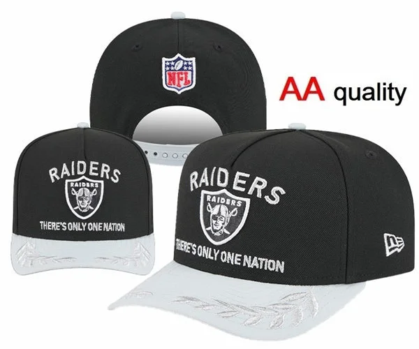 Las Vegas Raiders Black White There's Only One Nation Snapback Hat YD316212 (4)
