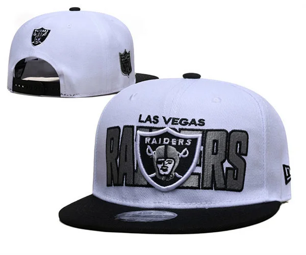 Las Vegas Raiders Wordmark White Black Snapback Hat GS2604 (2)