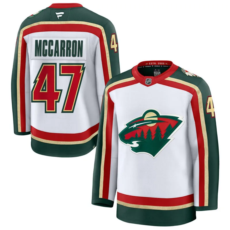 Men's Minnesota Wild #47 Michael McCarron Fanatics White 25th Anniversary Premium Jersey