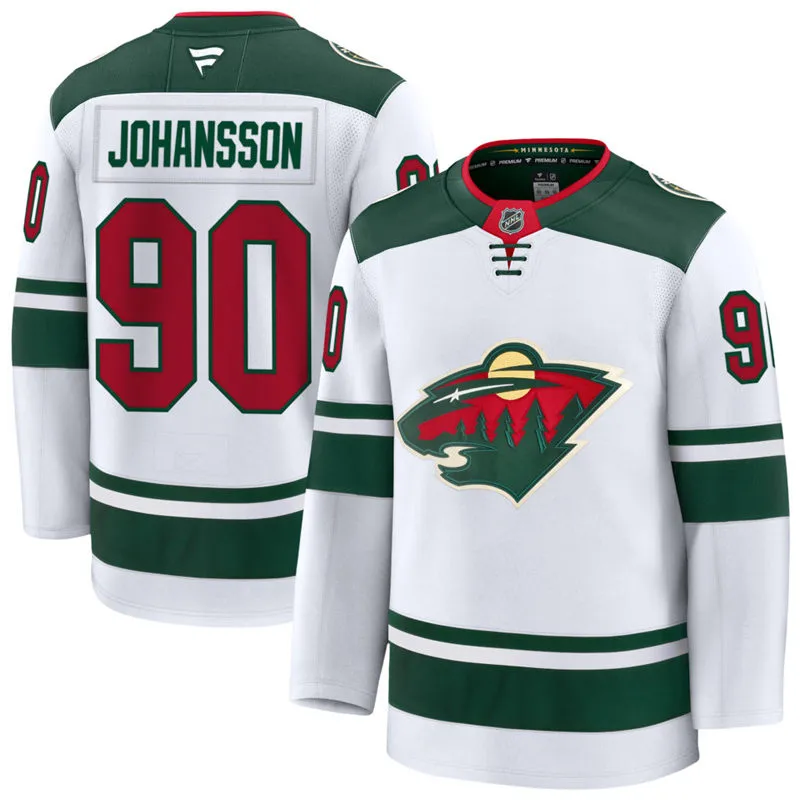 Men's Minnesota Wild #90 Marcus Johansson Fanatics Away White Premium Jersey