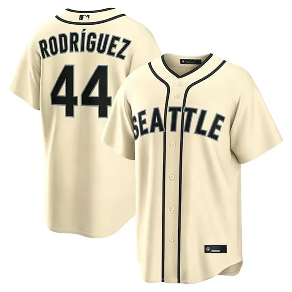 Men's Seattle Mariners #44 Julio Rodriguez Cream Retro Limited Jersey