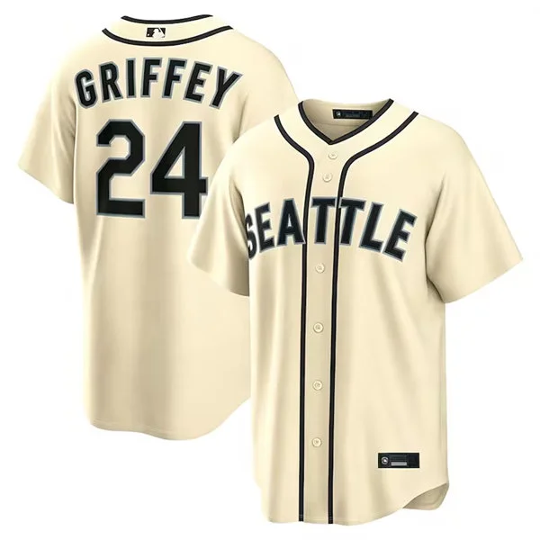 Men's Seattle Mariners Retired Player #24 Ken Griffey Jr. Cream Retro Limited Jersey