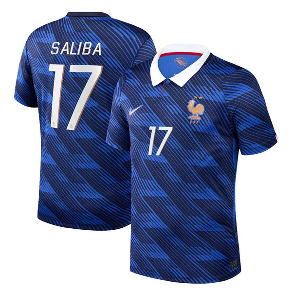 Mens France National Team #17 William Saliba Home Blue 2026 FIFA World Cup Soccer Jersey