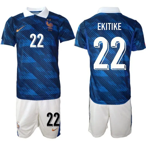 Mens France National Team #22 Hugo Ekitike Home Blue 2026 FIFA World Cup Soccer Jersey