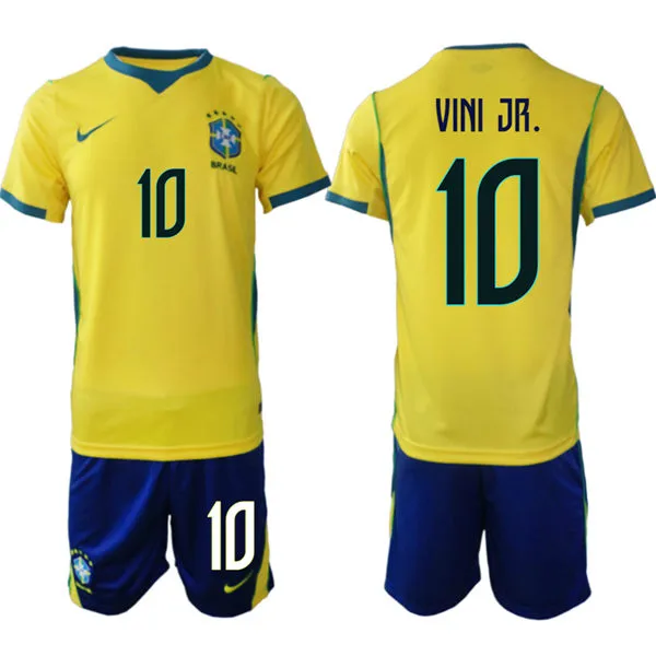 Mens Brazil #10 Vinicius Junior Home Yellow 2026 FIFA World Cup Soccer Jersey Kit