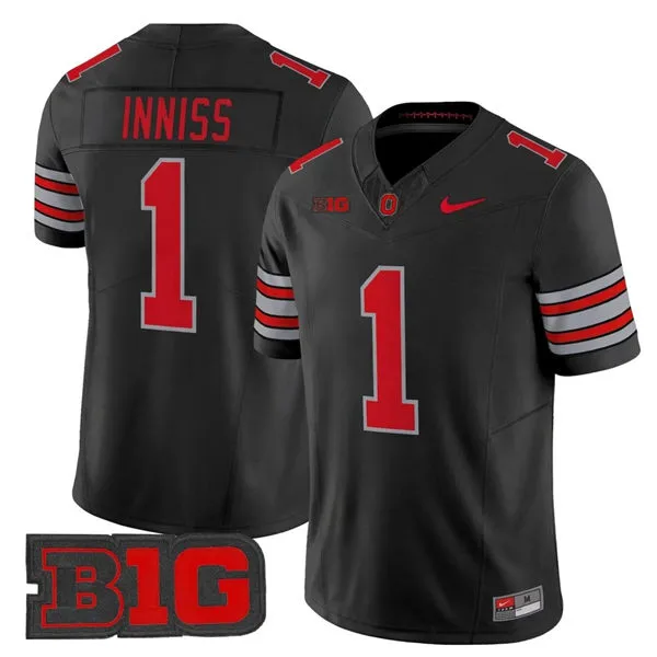 Men's Ohio State Buckeyes #1 Brandon Inniss 2026 Black Tunnel Vision F.U.S.E Limited Football Jersey