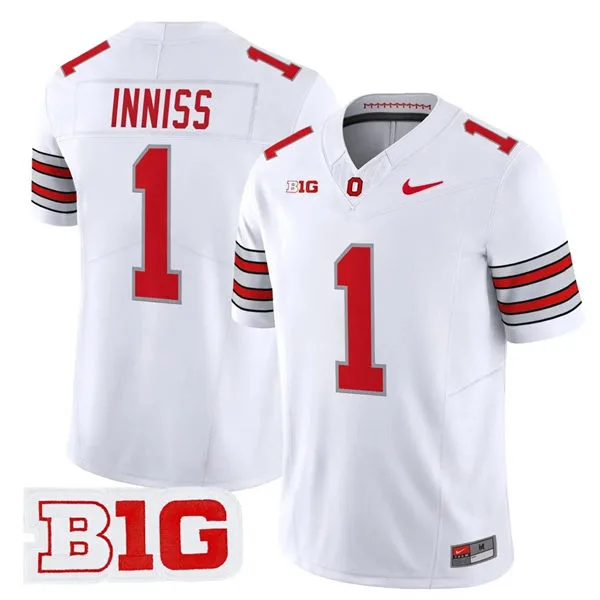 Men's Ohio State Buckeyes #1 Brandon Inniss 2026 White Sub Zero F.U.S.E Limited Football Jersey