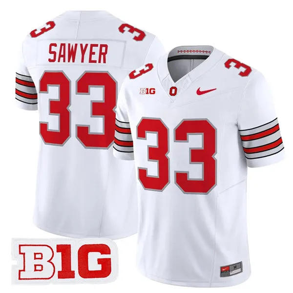 Men's Ohio State Buckeyes #33 Jack Sawyer 2026 White Sub Zero F.U.S.E Limited Football Jersey