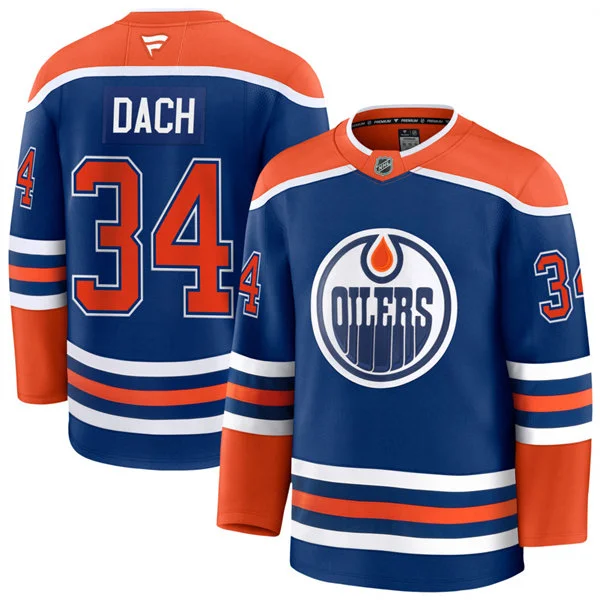Men's Edmonton Oilers #34 Colton Dach Fanatics Home Royal Premium Jersey