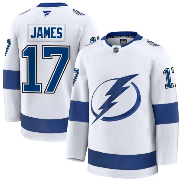 Mens Tampa Bay Lightning #17 Dominic James Fanatics White Away Premium Jersey