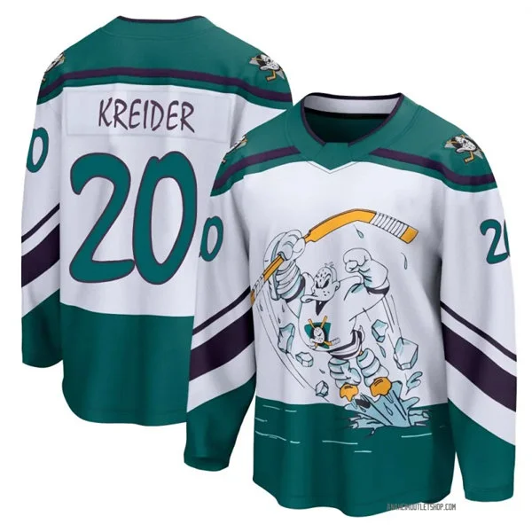 Mens Anaheim Ducks #20 Chris Kreider White Reverse Retro Jersey