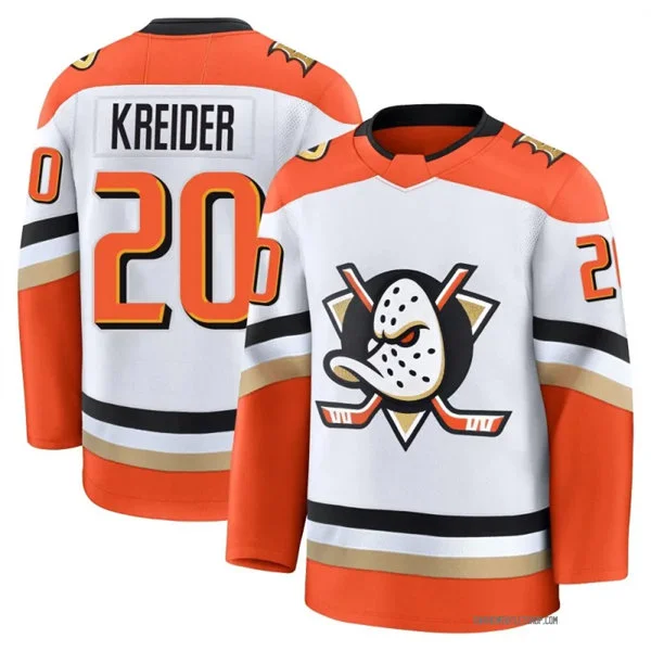 Mens Anaheim Ducks #20 Chris Kreider Fanatics Away White Premium Jersey