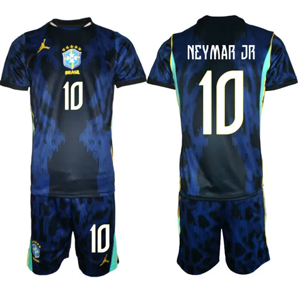 Mens Brazil #10 Neymar Jr. 2026 Blue Away FIFA World Cup Soccer Jersey Kit